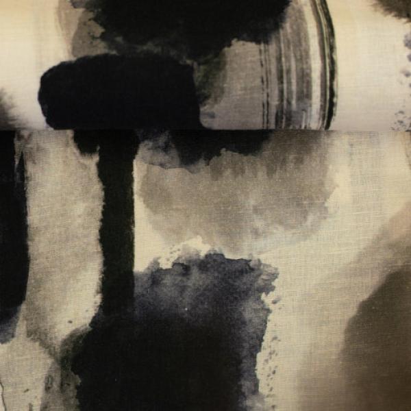 Baumwoll-Leinen Adria Abstrakt Grau/Schwarz/Beige von Swafing